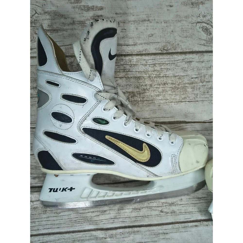 Vintage White Nike Zoom Air Ice Hockey Player Skates Fedorov Size 11.5 Mens